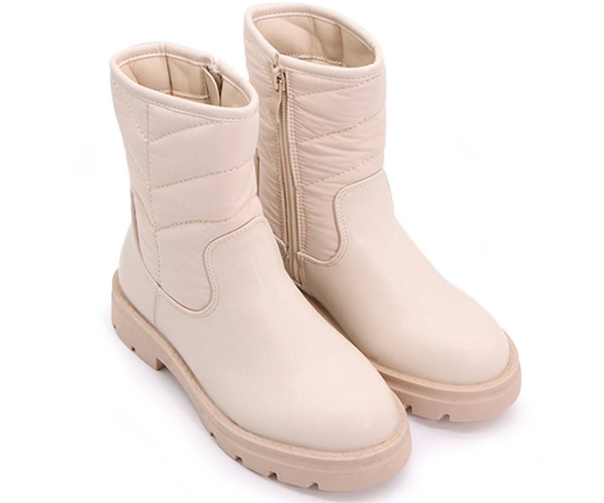 girls cream puffer boot