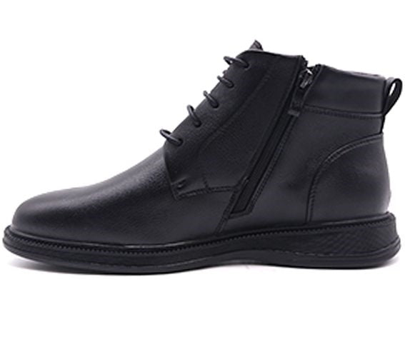 black lace-up derby boot