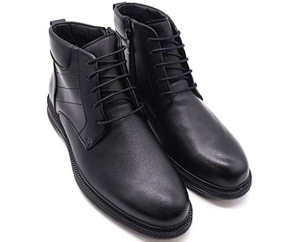 black lace-up derby boot