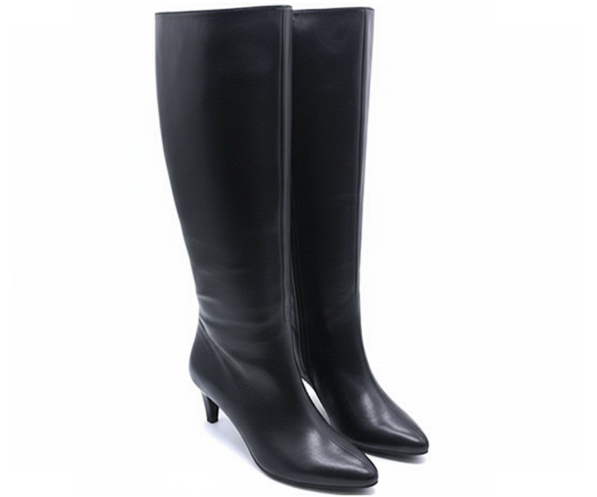 br black pointed calf stiletto boots