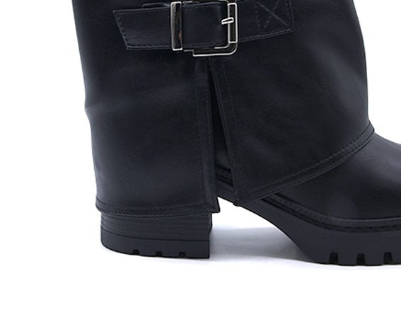 black folded boot