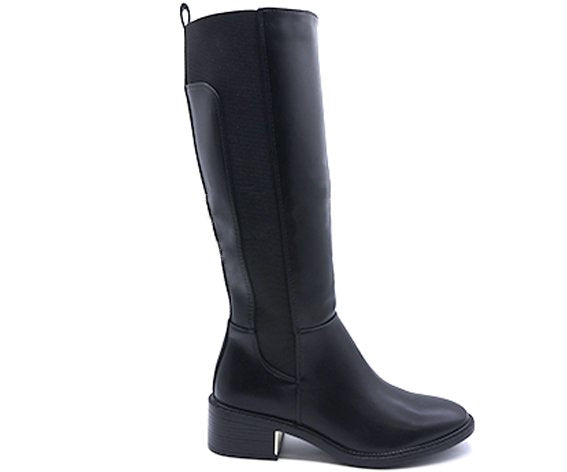 black elastic riding boot