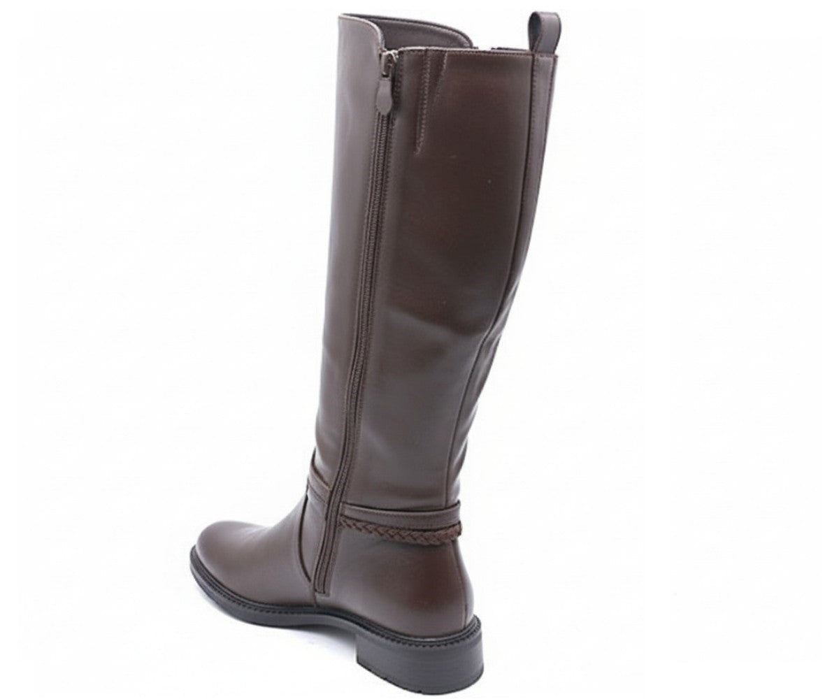 brown buckled riding boot