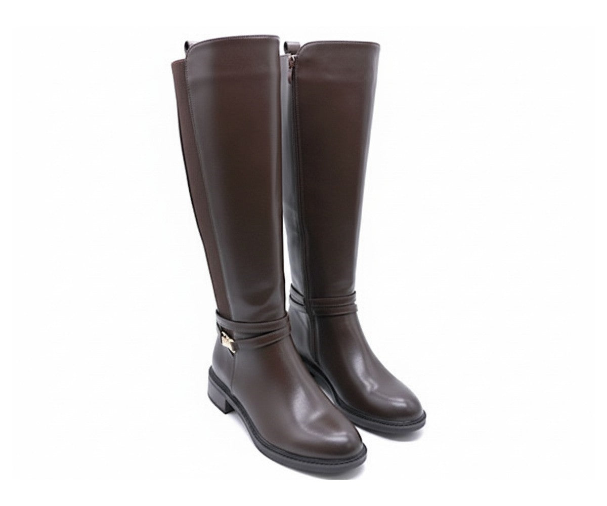 brown buckled riding boot