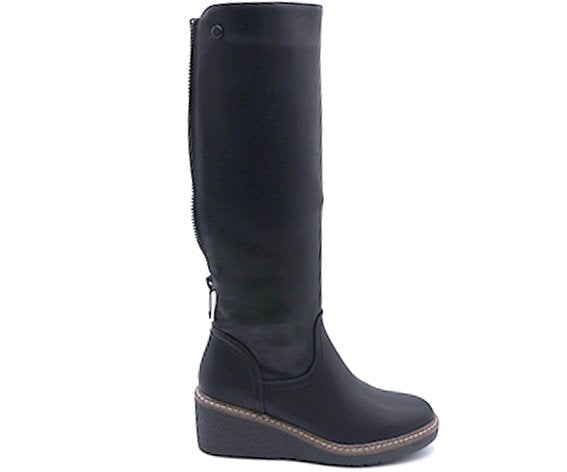 black nubuck wedge boot