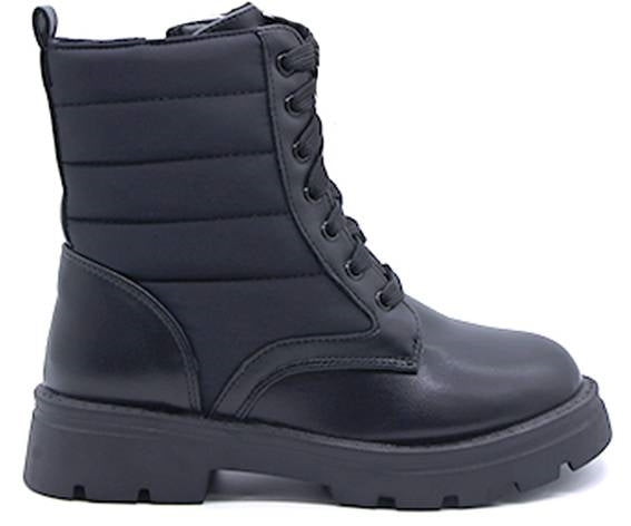 girls puffer black combat boot