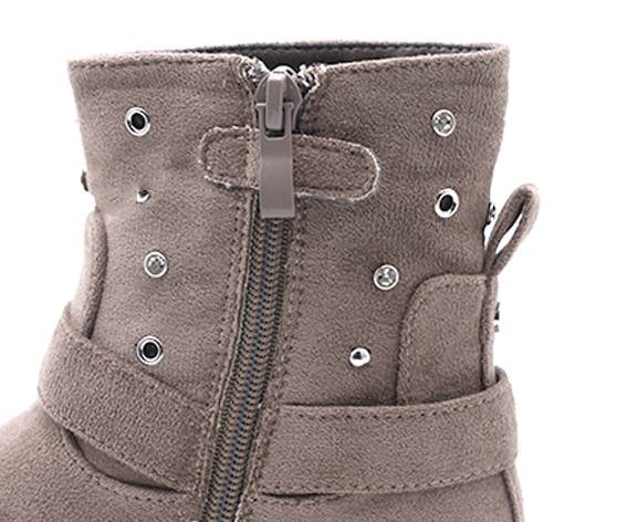 girls khaki suede biker boots