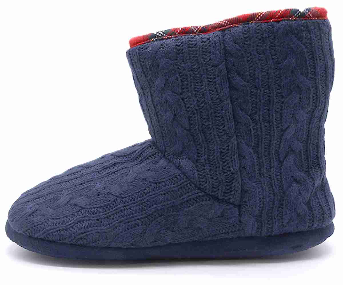 Navy Fleece Bootie Slippers