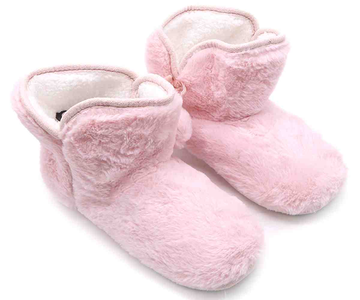 Pink Pom Pom Bootie Slippers