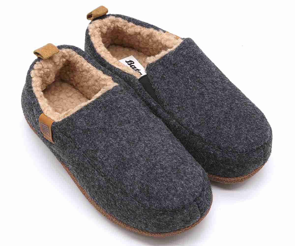 Dark Grey Wool Slippers
