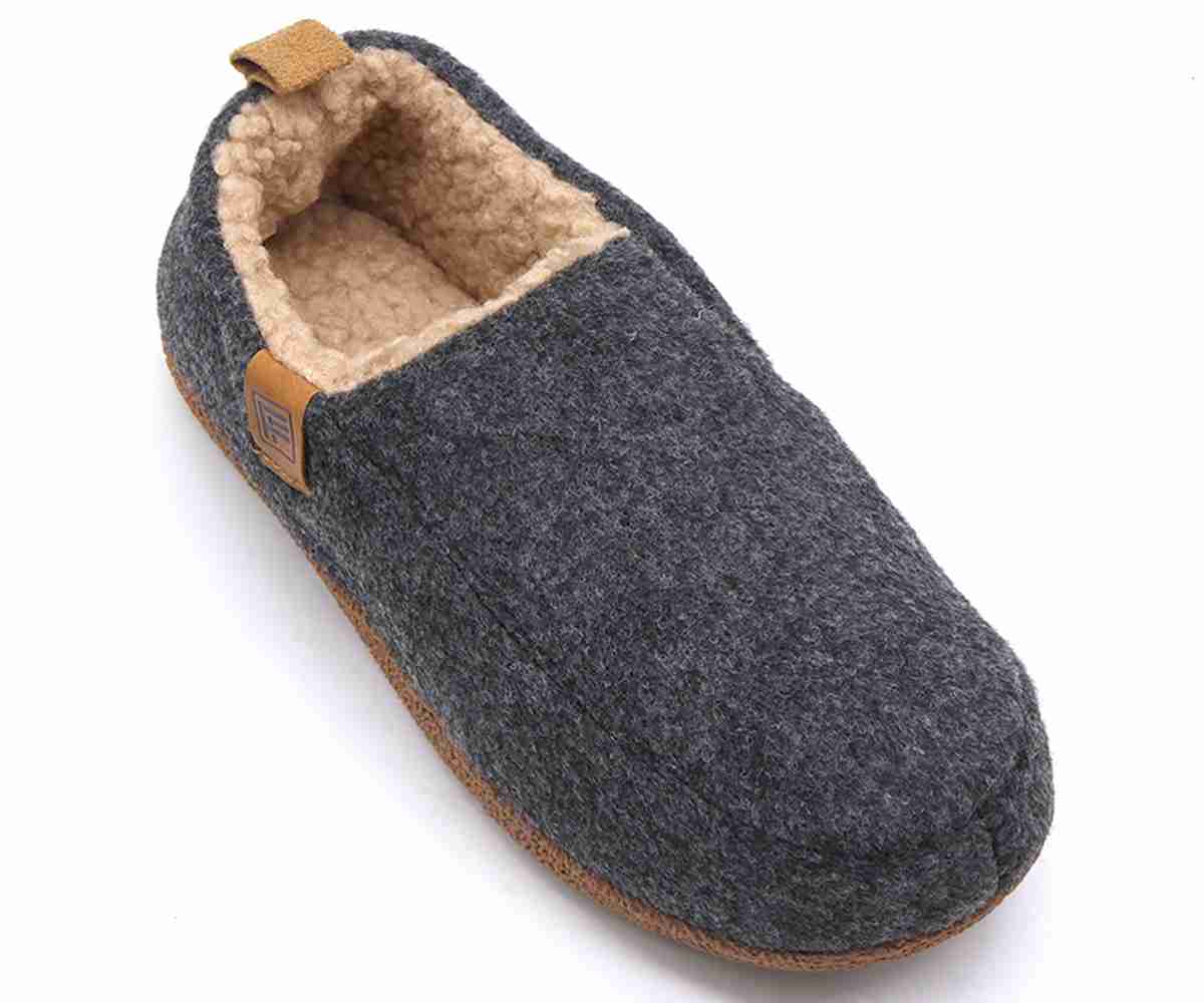 Dark Grey Wool Slippers