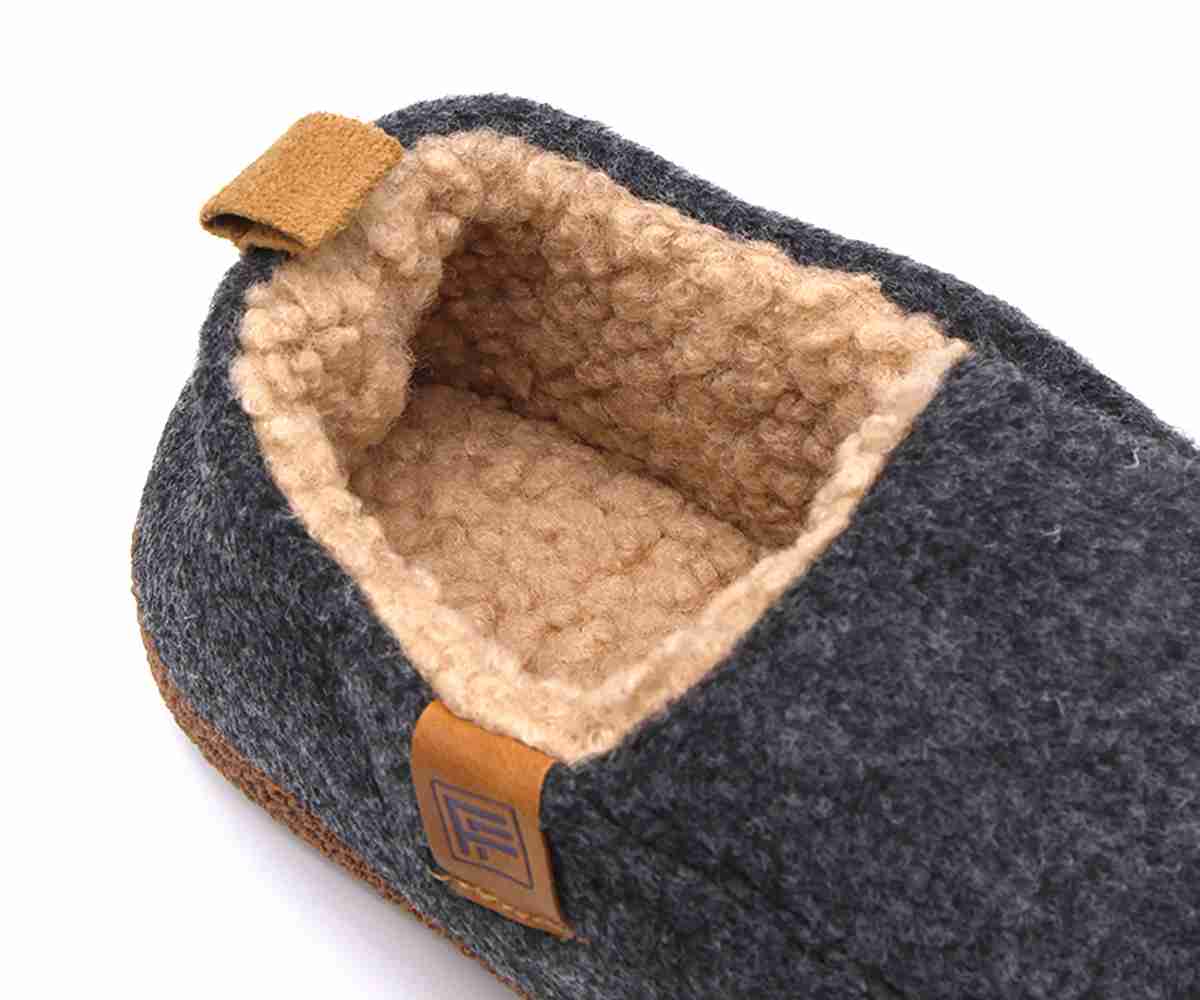 Dark Grey Wool Slippers