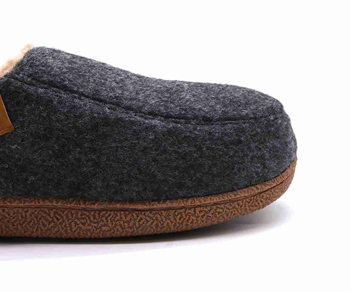 Dark Grey Wool Slippers