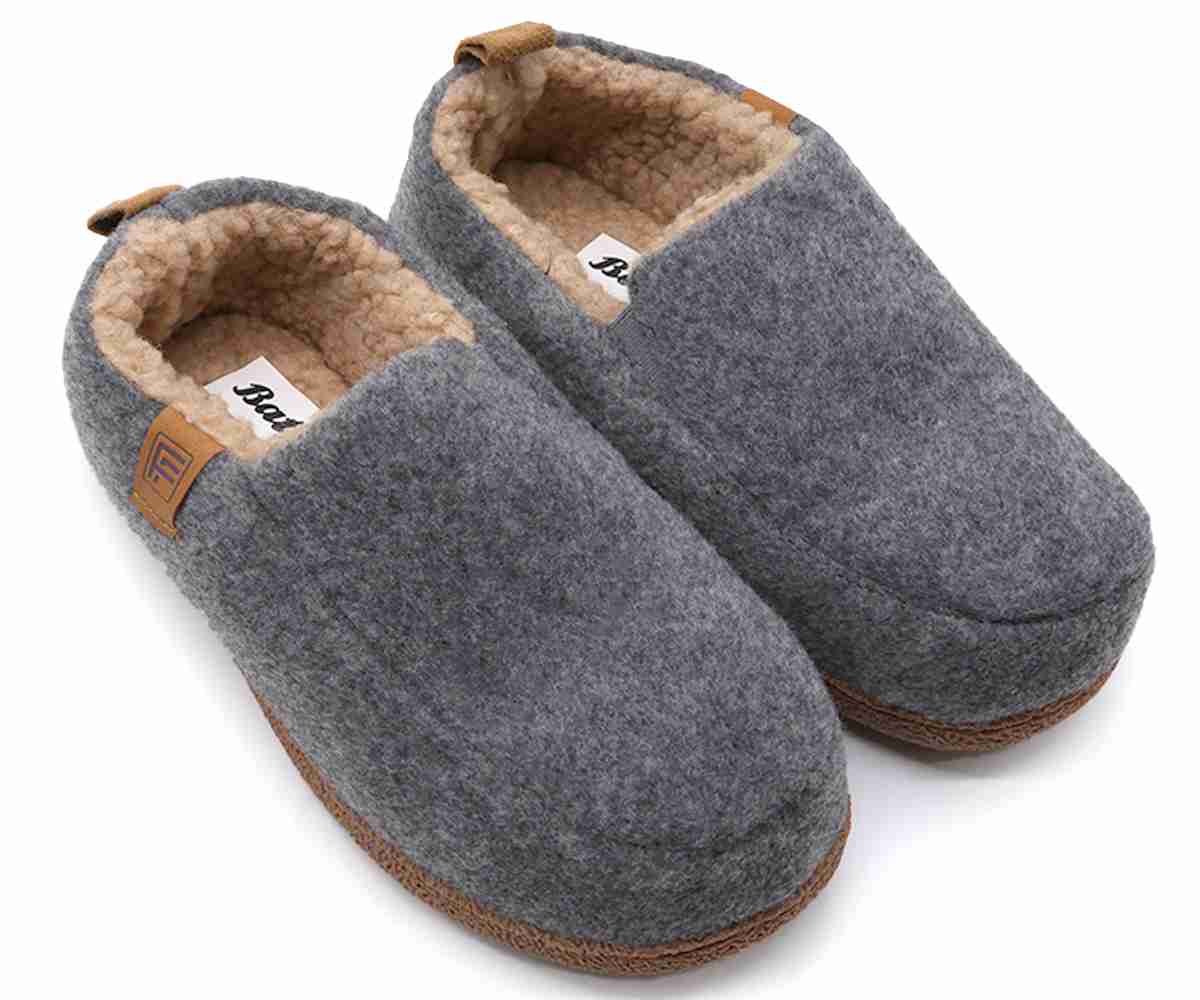 Grey Wool Slippers