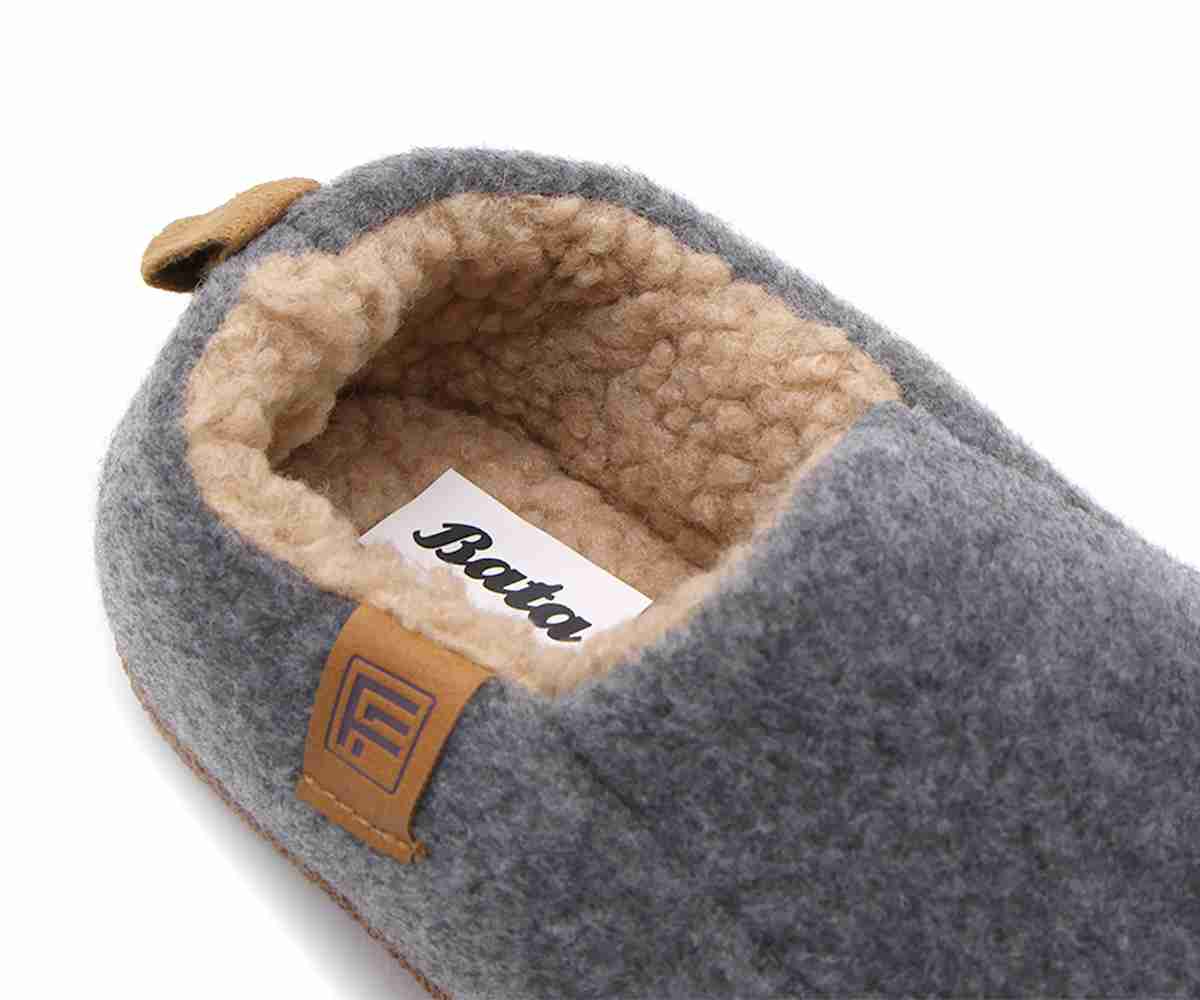 Grey Wool Slippers