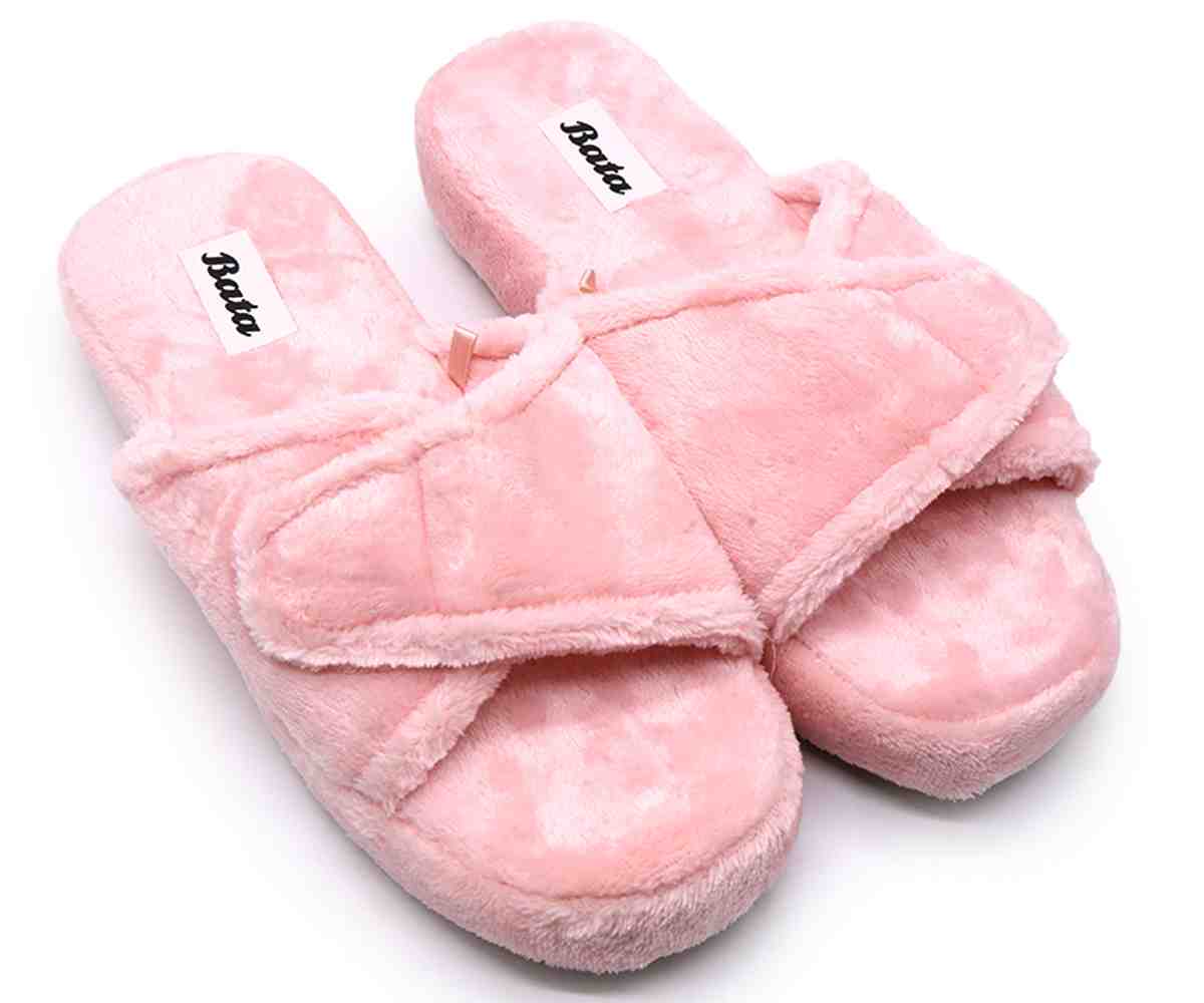 Pink Wool Velcro Slippers