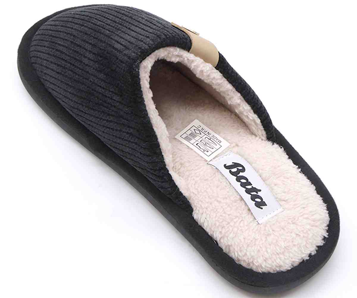 Black Wooly Slippers