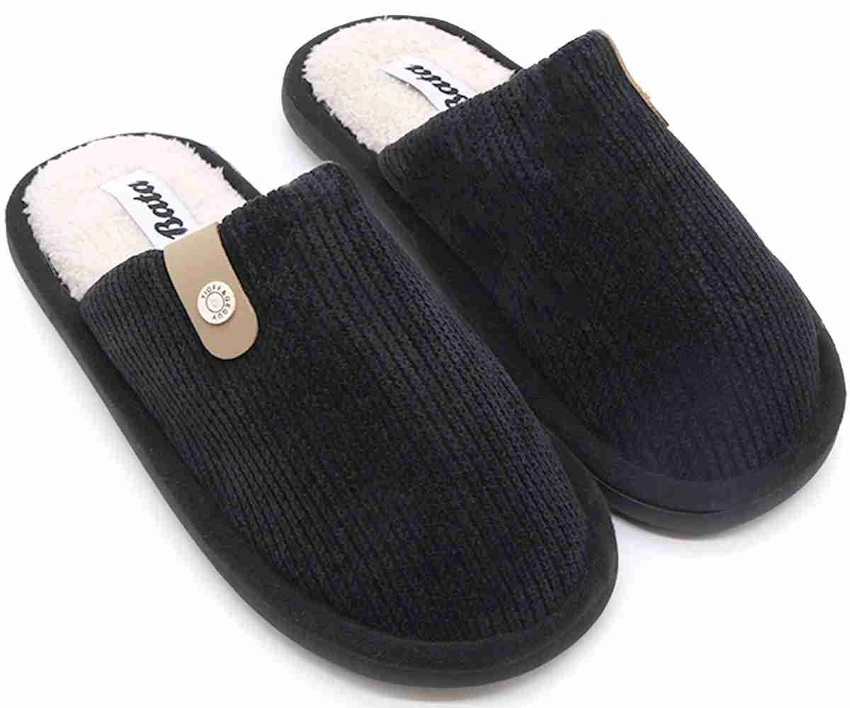 Black Wooly Slippers