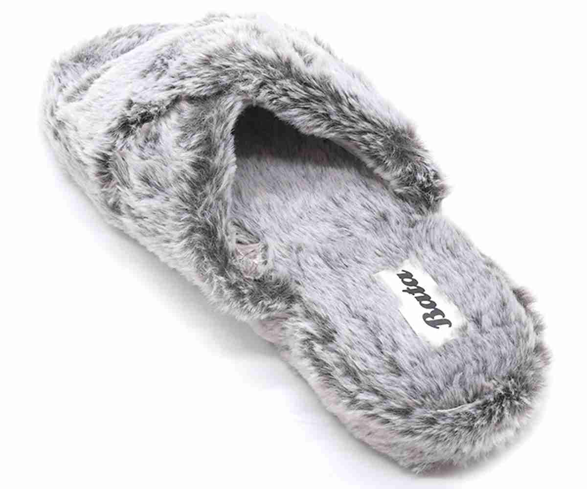 Grey Criss Cross House Slippers
