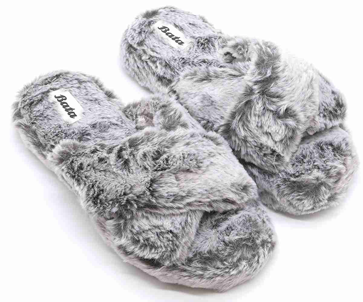 Grey Criss Cross House Slippers