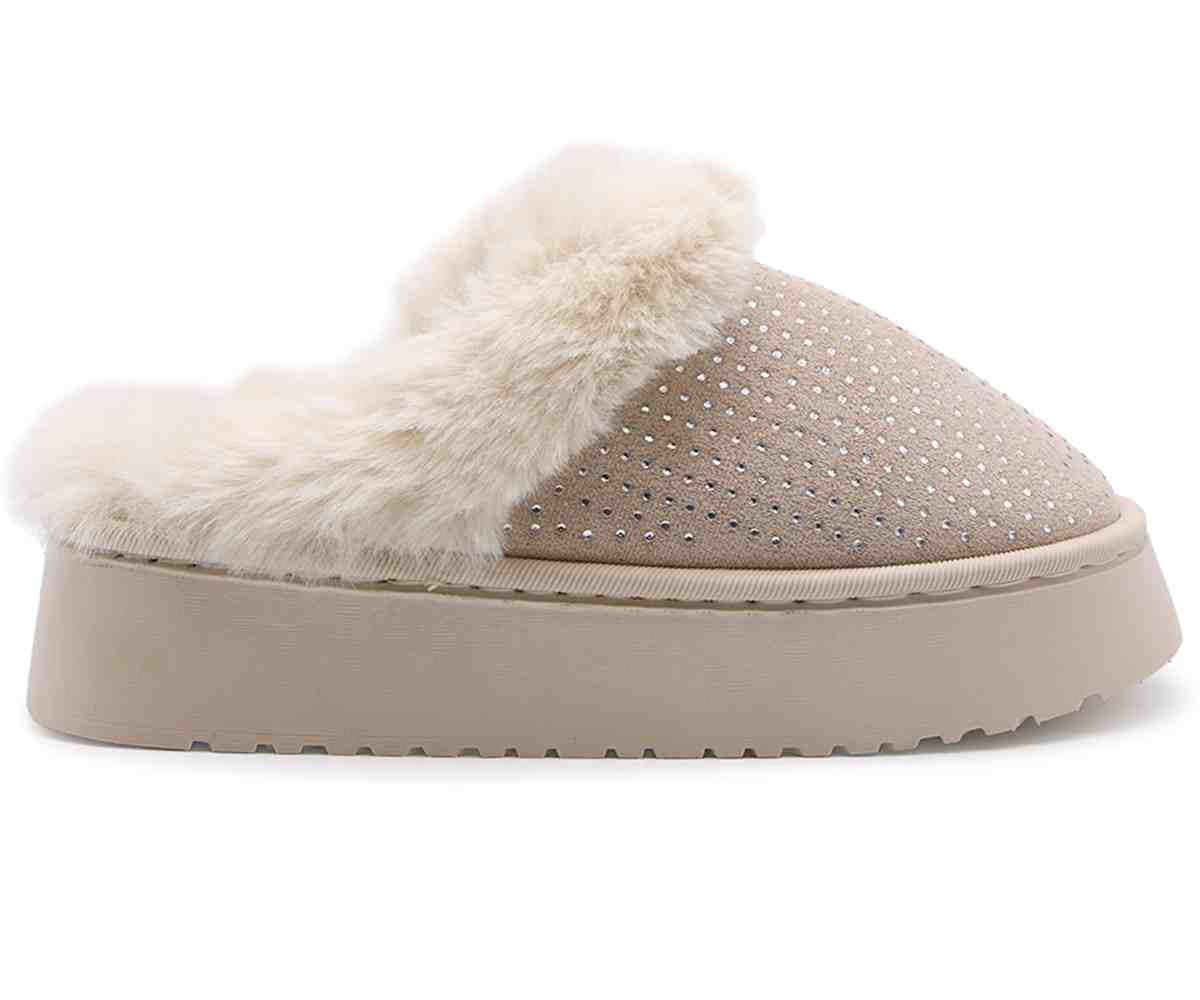 Sparkly Beige Platform Slipper