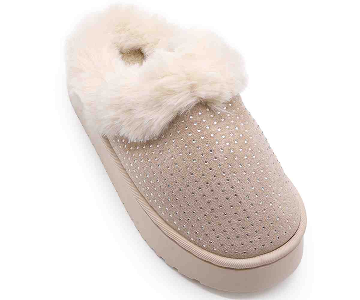 Sparkly Beige Platform Slipper