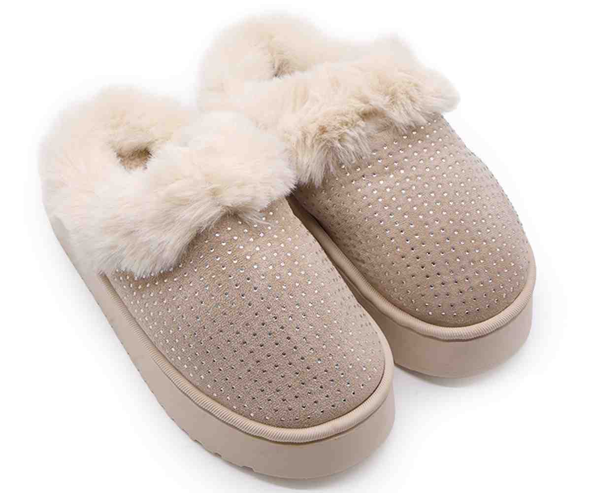 Sparkly Beige Platform Slipper