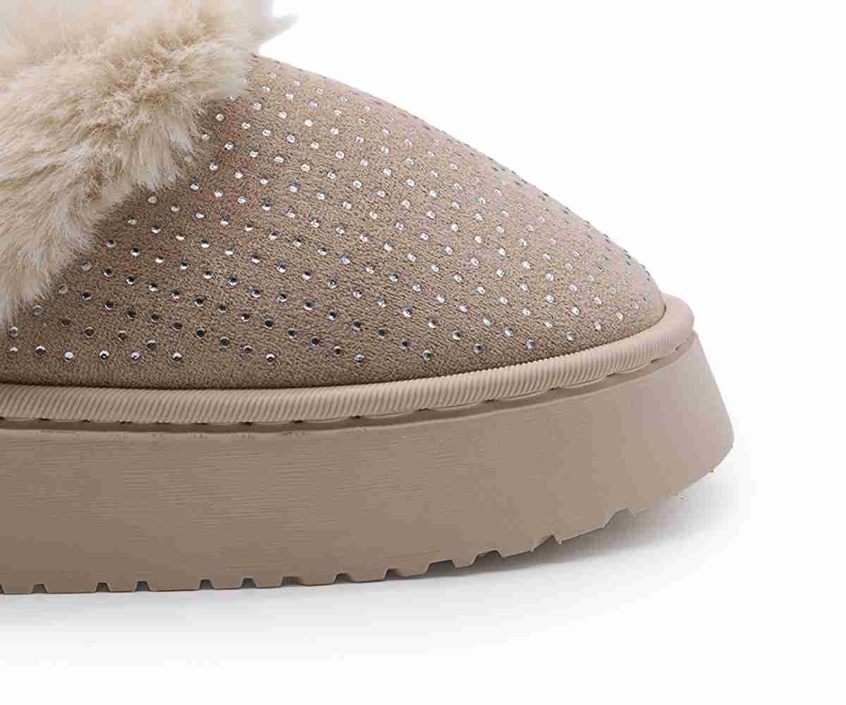 Sparkly Beige Platform Slipper