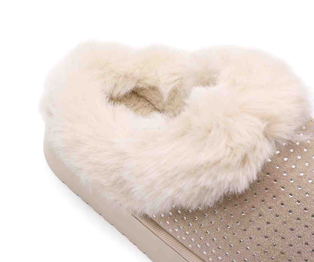 Sparkly Beige Platform Slipper