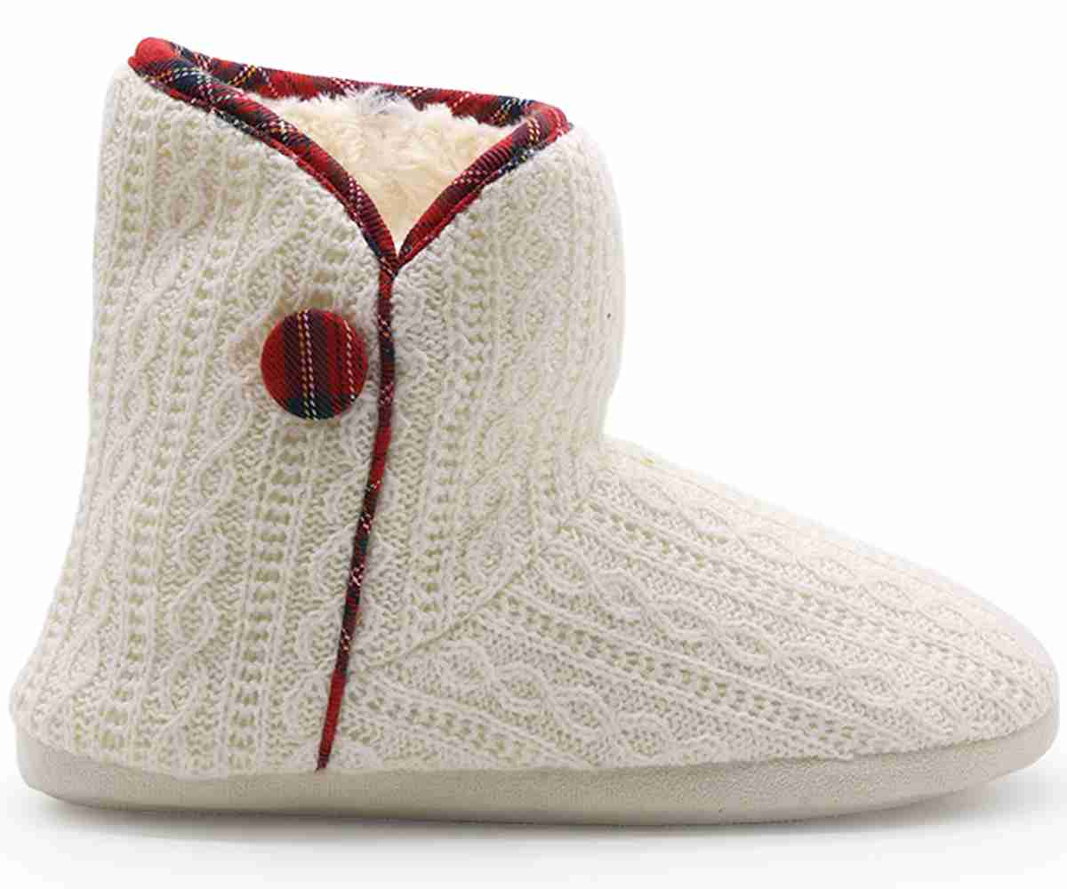 Cream Fleece Bootie Slippers