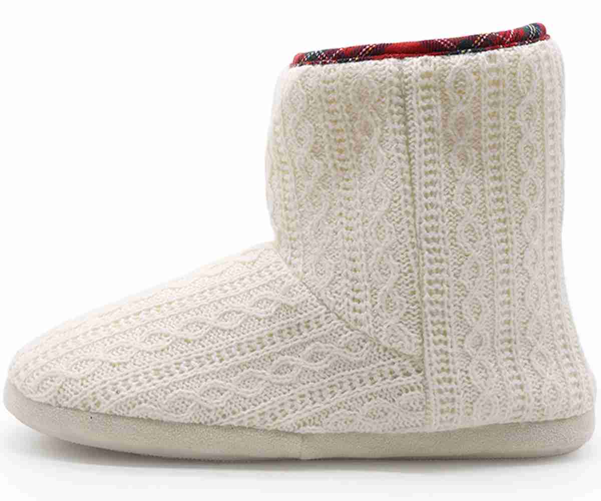 Cream Fleece Bootie Slippers