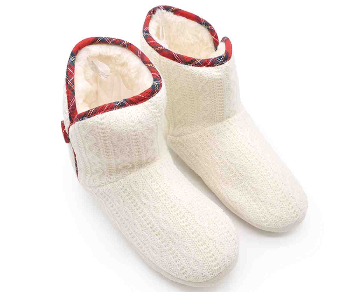 Cream Fleece Bootie Slippers