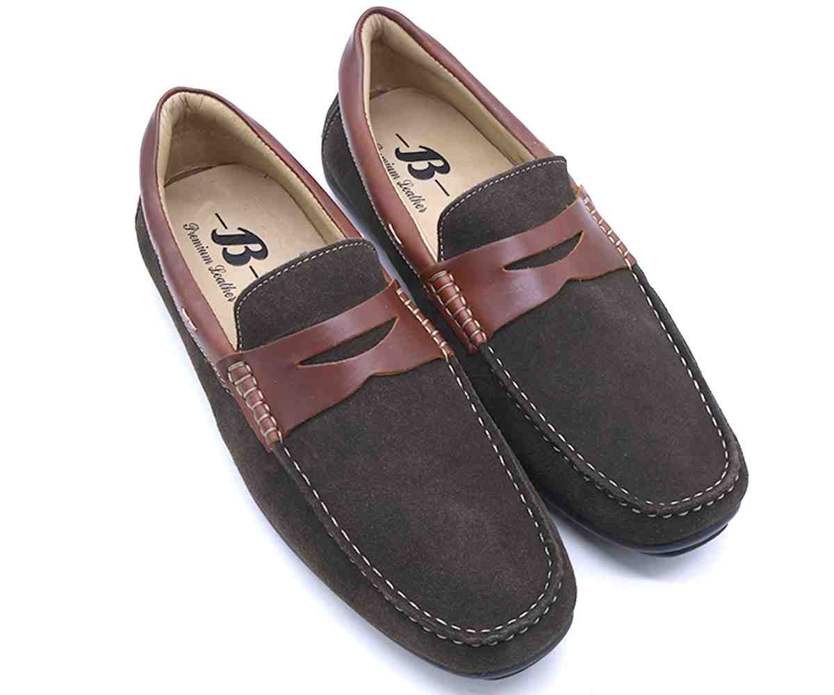 B Premium Brown Suede Penny Moccasin