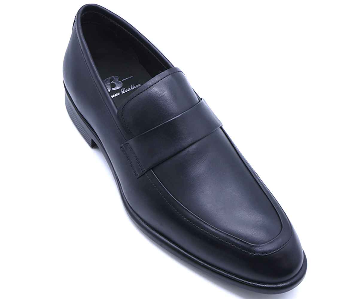 B Premium Black Penny Slip-Ons