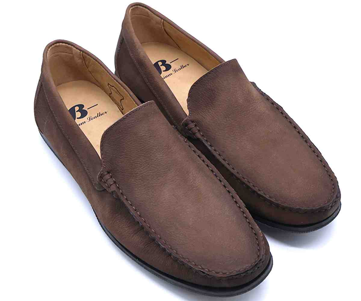 B Premium Brown Nubuck Moccasin