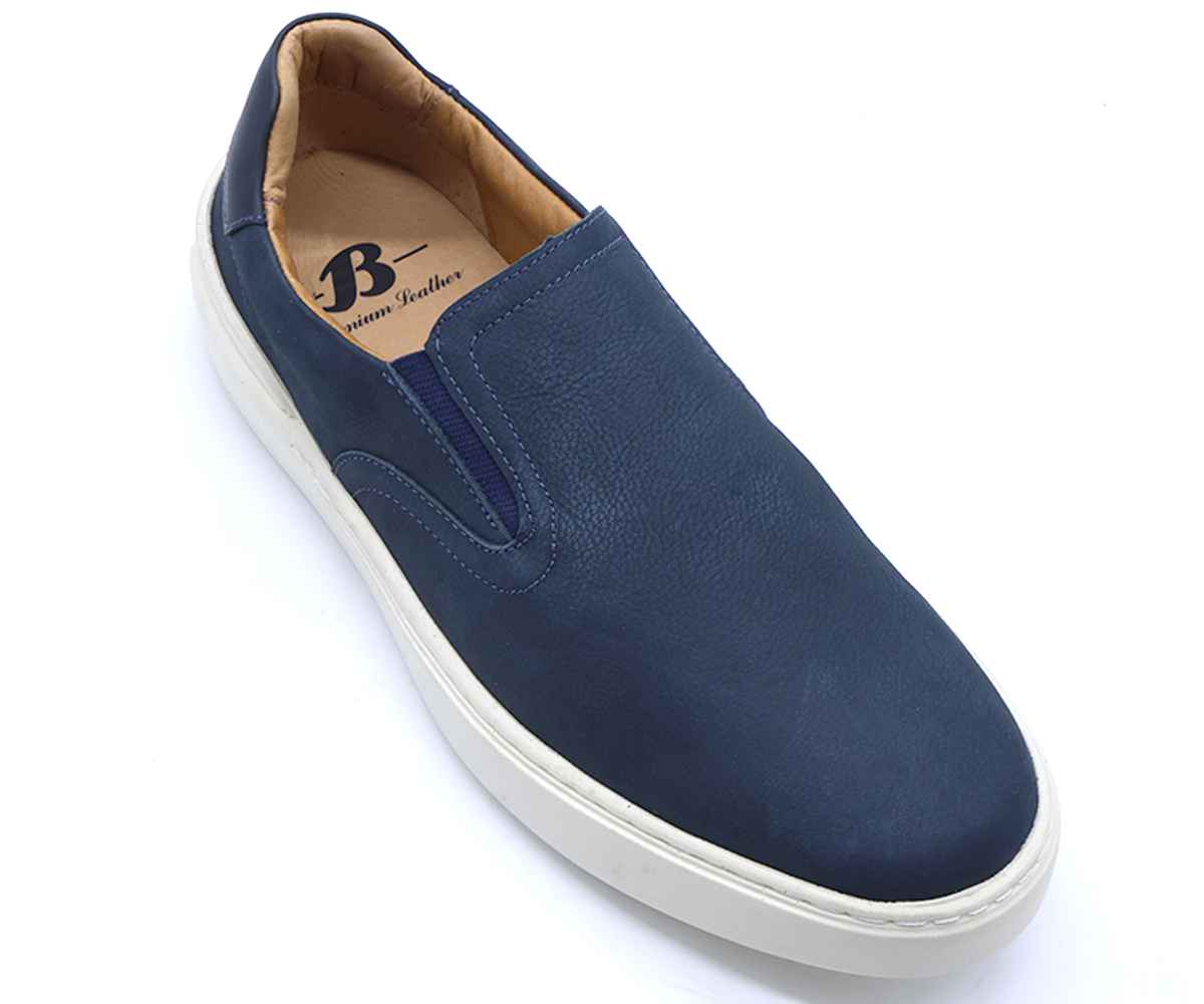 B Premium Navy Nubuck Slip-Ons