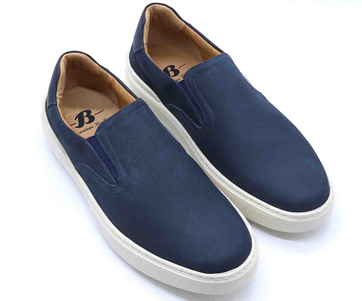 B Premium Navy Nubuck Slip-Ons