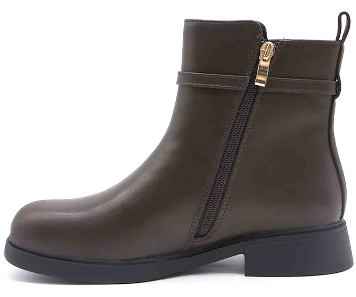 Brown Gold Accent Ankle Boot