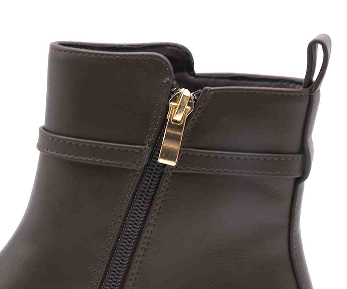 Brown Gold Accent Ankle Boot