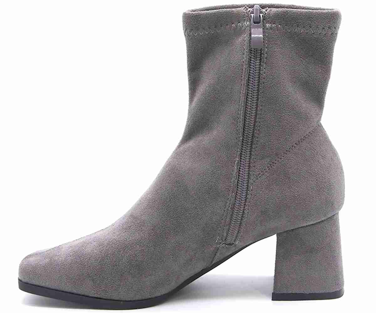 Grey Suede Stretch Booties