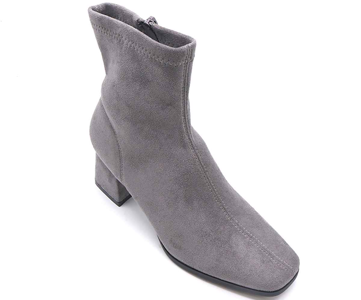 Grey Suede Stretch Booties