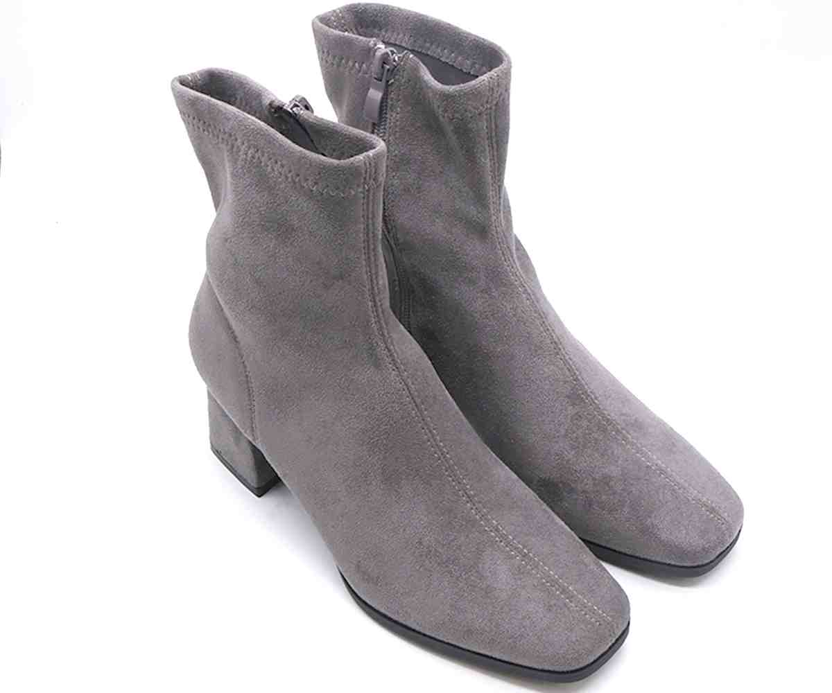 Grey Suede Stretch Booties