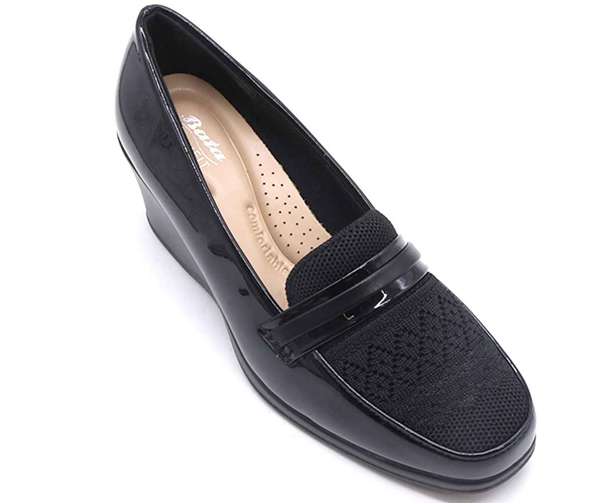 Comfit Black Patent Wedge Loafer