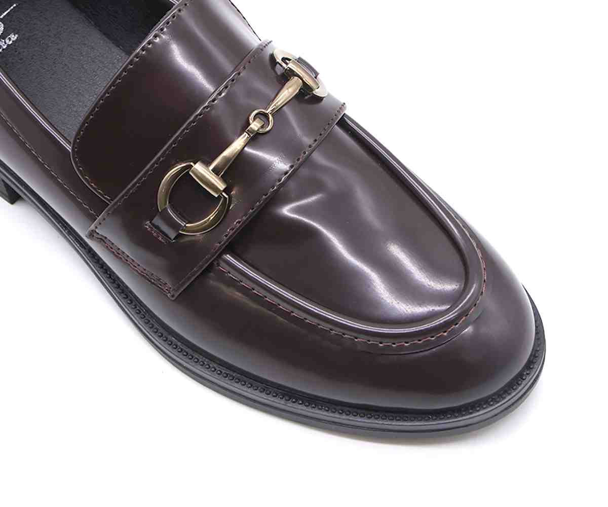 Polished Brown Horsebit Loafer