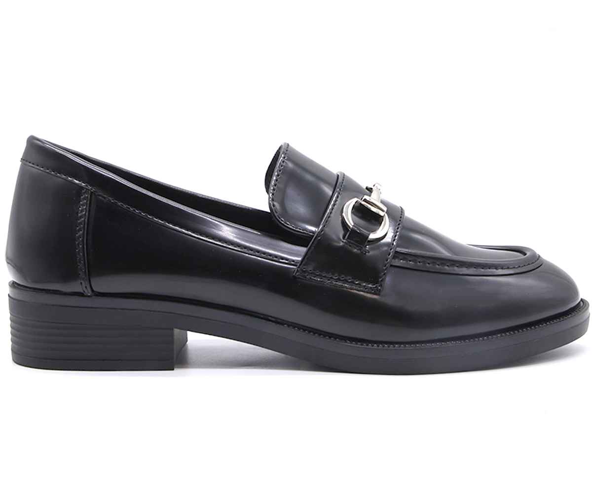Polished Black Horsebit Loafer