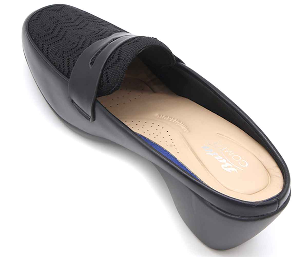 Comfit Wedge Knit-Mix Black Clog