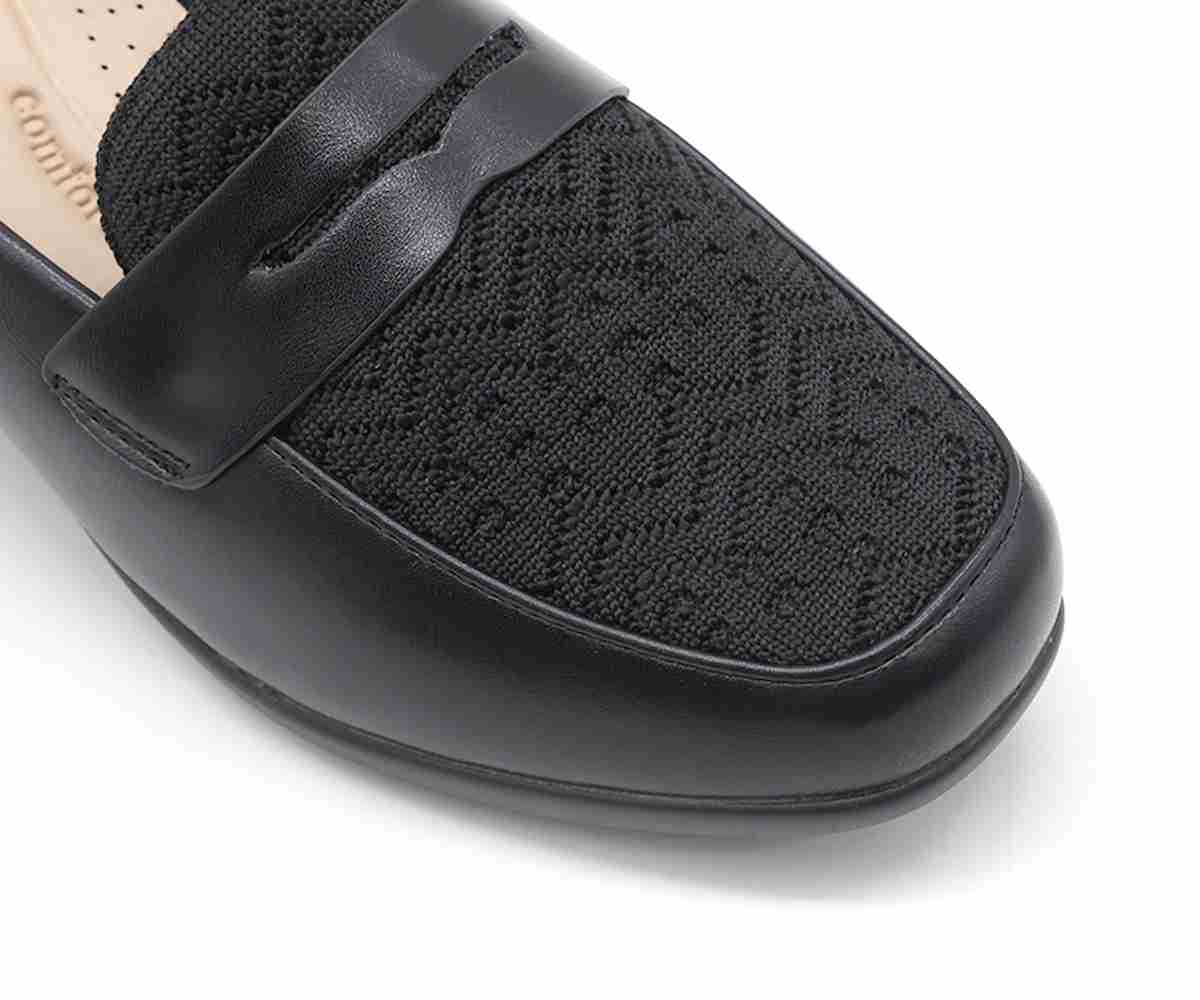 Comfit Wedge Knit-Mix Black Clog