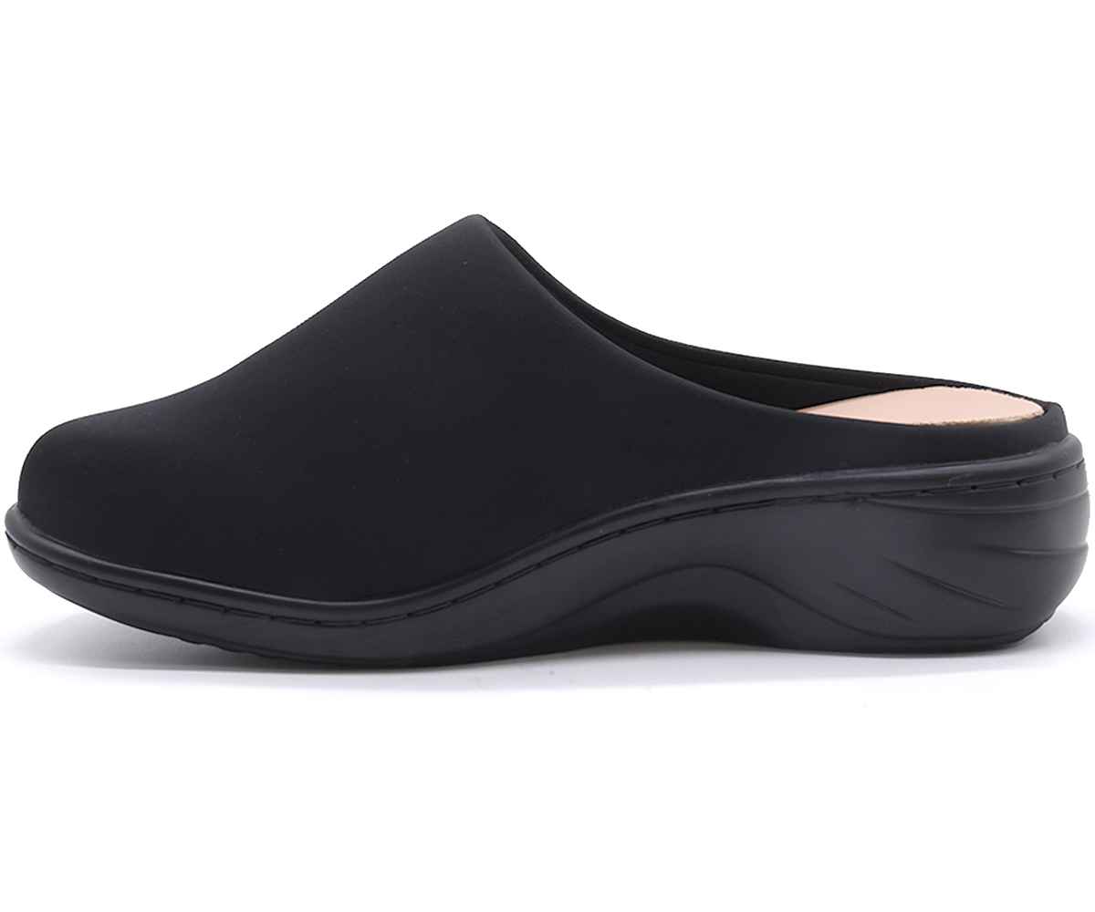 Comfit Wedge Black Satin Clog