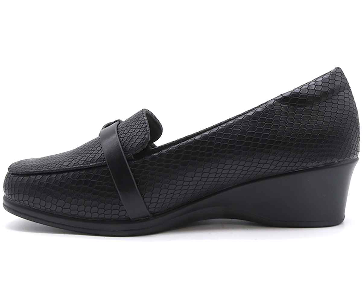 Comfit Black Snake Wedge Loafer