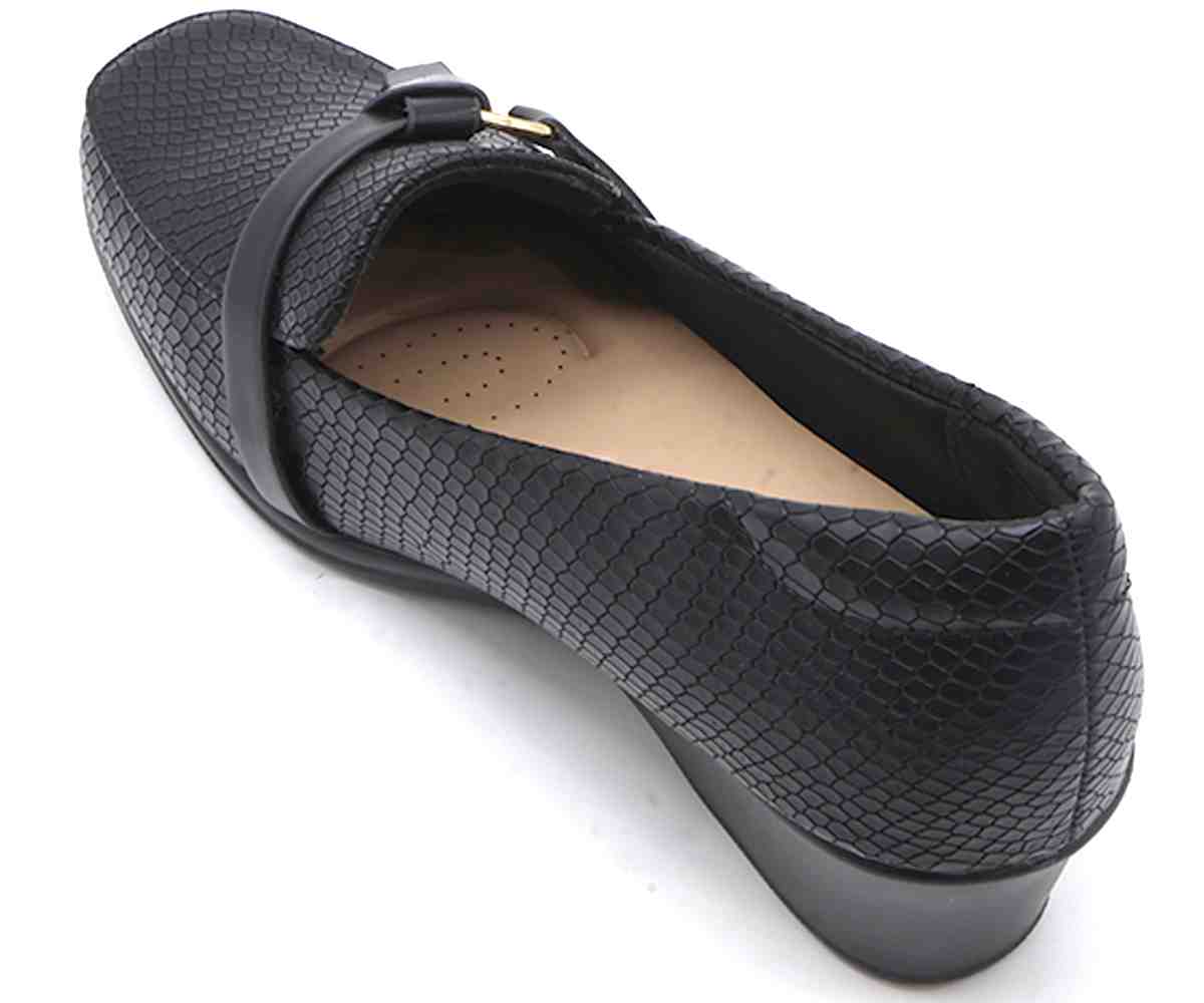 Comfit Black Snake Wedge Loafer